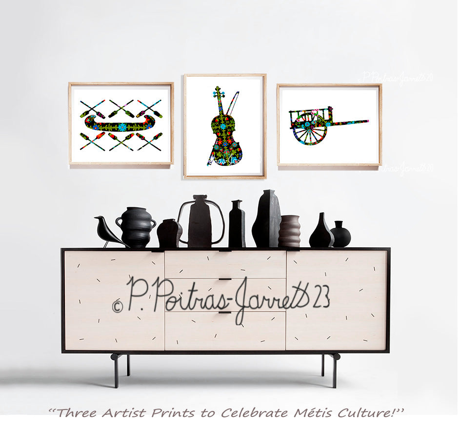 Metis Culture Prints, Fiddle, Cart, Boat, Infinity Design