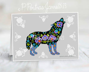Wolf Note Card, Choose your own animal note card or bundle, Wolf Card, Humility & Mindfulness