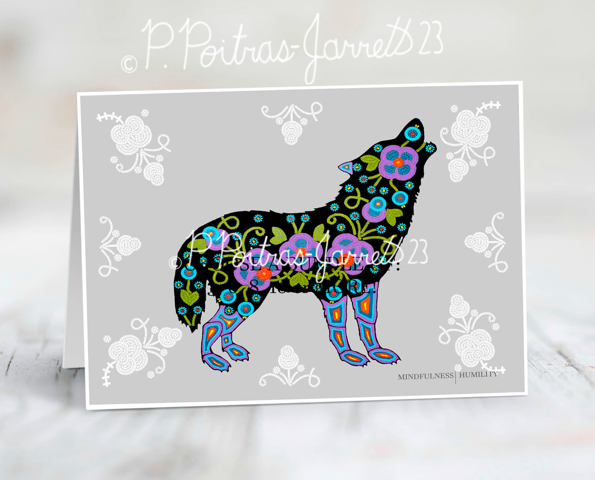 Wolf Note Card, Choose your own animal note card or bundle, Wolf Card, Humility & Mindfulness