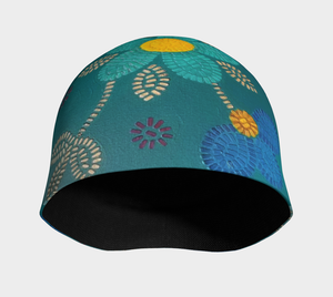 Aqua & Flower Beadwork Hat Design
