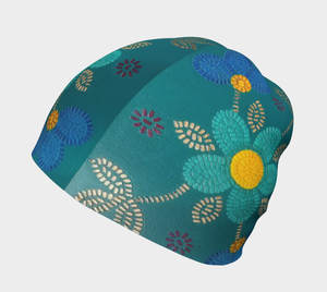 Aqua & Flower Beadwork Hat Design