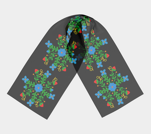 Metis Scarf, Blue Flowers & Stawberries