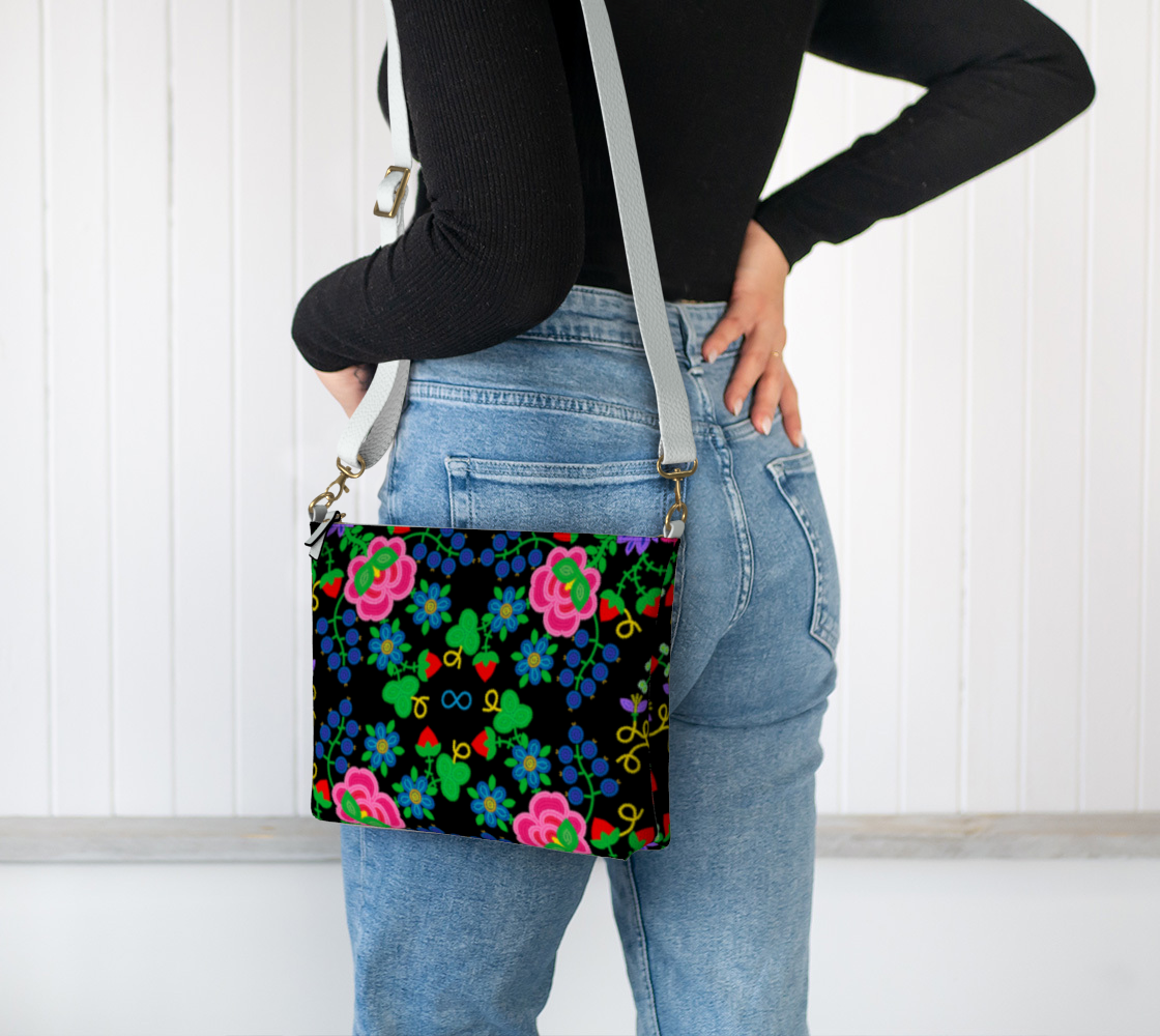 NEW 2024 Vegan Leather Crossbody Purse Metis Beadwork Printed Design Metis Spirit Art Design