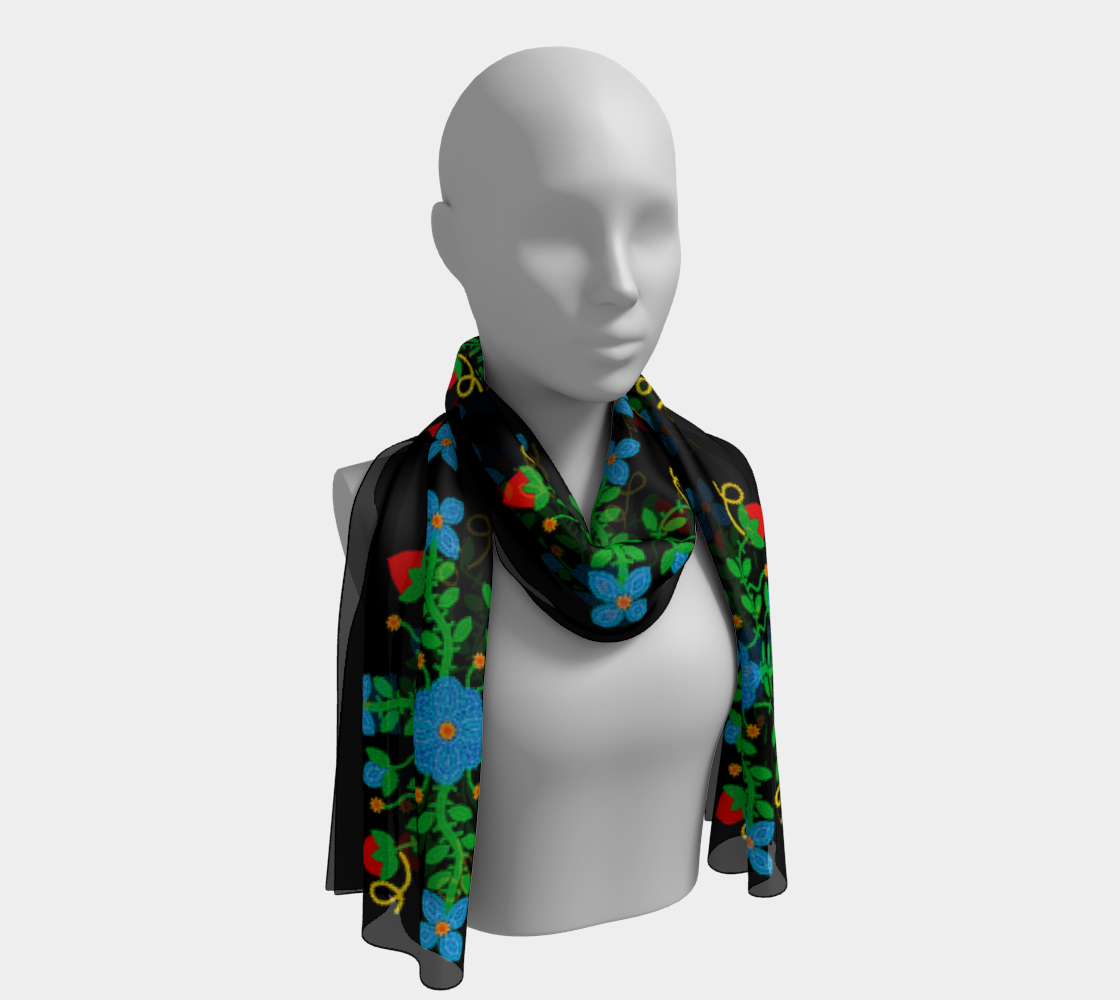 Metis Scarf, Blue Flowers & Stawberries