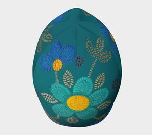 Aqua & Flower Beadwork Hat Design