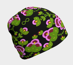 Rose Metis Beadwork Design Beanie Hat - Metis Spirit Art & Design