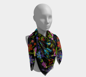 Metis Scarf, Black Background, Beadwork Art, Original Artist designed products